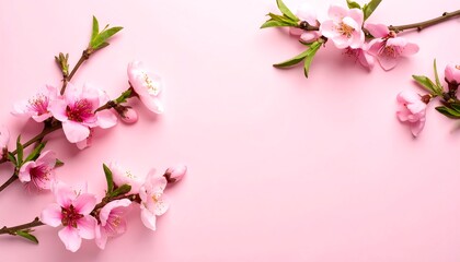 Fototapeta premium Delicate pink blossoms on a pastel background