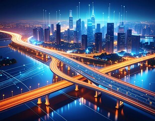 Fototapeta premium Metropolis connectivity bridges the modern era