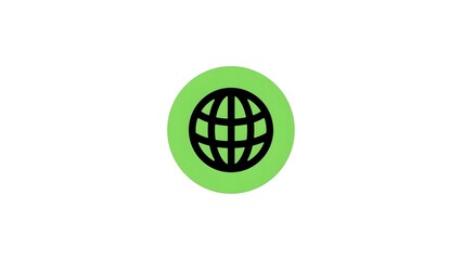 A world globe icon embodies global connection and digital networking in a green circle on a white