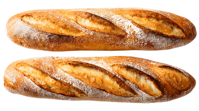 Artisan Bread Loaves Freshly Baked with Golden Crust on Transparent Background for Food Designs