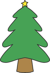 Cartoon Christmas Tree with Star Top – Simple Cute Holiday PNG Clipart