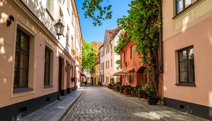 Fototapeta premium A sun-drenched European alleyway