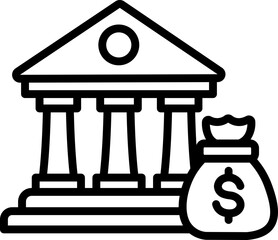 Black bank icon - outline