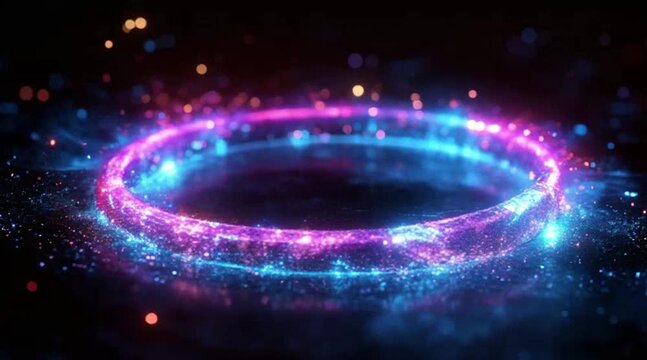 Ethereal Energy Ring Glows in Cosmic Space with Mystical Sparks