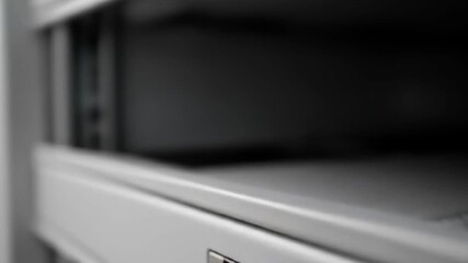 Data center server cabinet with network switch and blue LED lights. Network technology concept. - Powered by Adobe