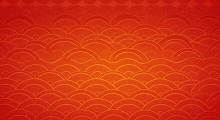 Red and Orange Asian Inspired Wave Pattern Background with Subtle Texture and Gradient for Festive Occasions