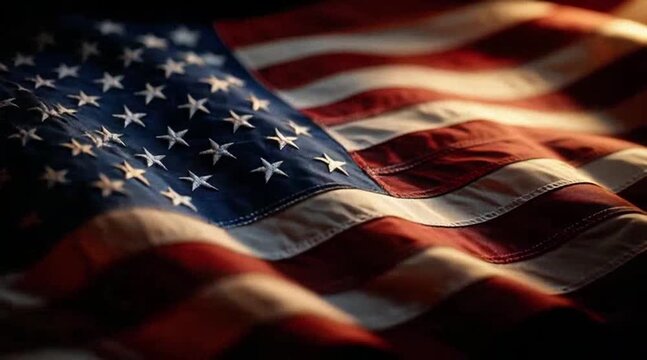 American Flag Waves Proudly in Breeze as Symbol of Unity