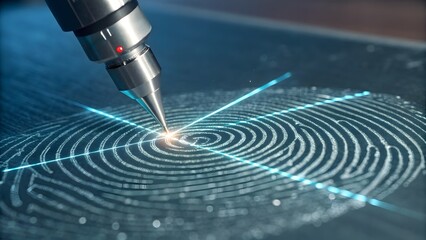 Micro‑laser beam grid scanning fingerprint ridges