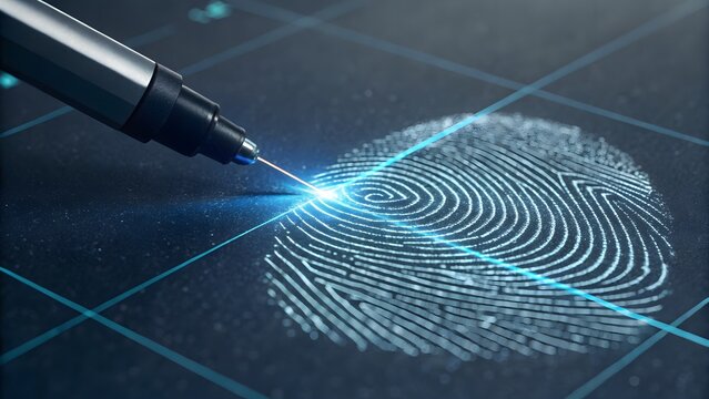 Micro‑laser beam grid scanning fingerprint ridges