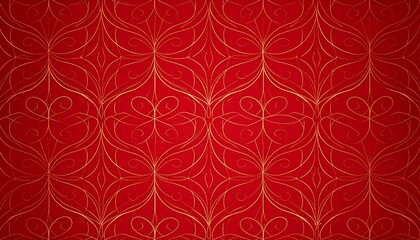 Ornate gold filigree pattern on a deep red background