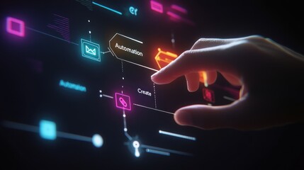 Digital interface highlighting automation process.