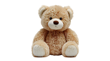 Obraz premium Cute Teddy Bear Sitting Upright Isolated on Transparent Background for Design Projects
