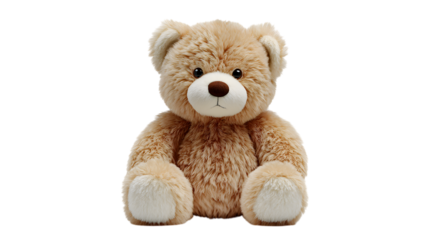 Cute Teddy Bear Sitting Upright Isolated on Transparent Background for Design Projects