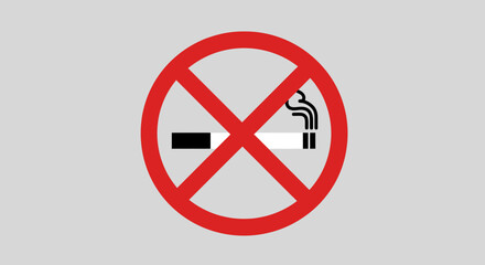Symbolic representation of prohibition of smoking with a red crossed circle icon