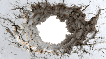 Damaged Wall with a Hole on a Transparent Background Perfect for Graphic Design Use