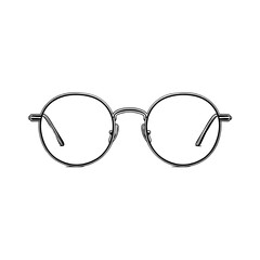 Simple Line Drawing of Round Eyeglasses