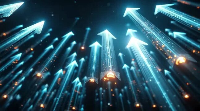 Ascending Blue Arrows Illuminate Futuristic Path Toward Digital Innovation Heights