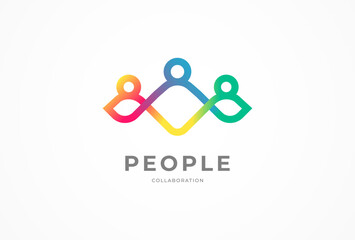 People logo design, Community human Logo with gradient color, people logo template, vector illustration