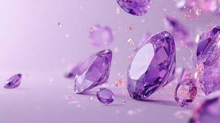 Fototapeta premium Purple gems in mid-air, detailed and elegant.