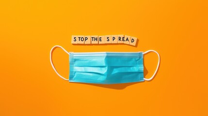 Anti - epidemic Mask & &ldquo;STOP THE SPREAD&rdquo; Text Combination, for Epidemic Prevention Advocacy, Health Popularization, Public Health Material