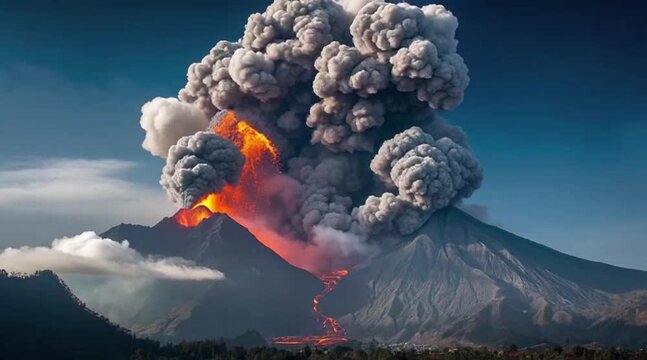 Volcanic Eruption: Lava and Ash Soar into the Sky