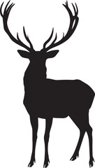 Obraz premium A black silhouette of a deer against a white background.