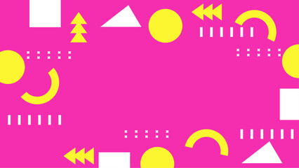 Abstract pink design with yellow and white geometric shapes. Perfect for social media graphics, website backgrounds, or modern marketing materials.