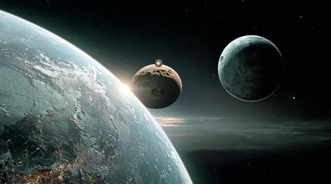 Exploring the Cosmos: Planets in Orbit Against the Vast Universe