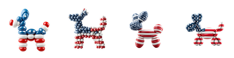 Obraz premium Patriotic Balloon Animals: USA Theme Illustration