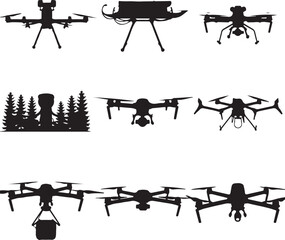 Aerial vehicles and forest scene drone quadcopter