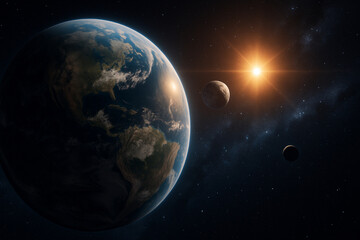 Obraz premium earth and moon