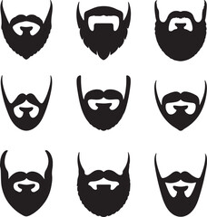 Various black beard and mustache silhouettes facial hair grooming