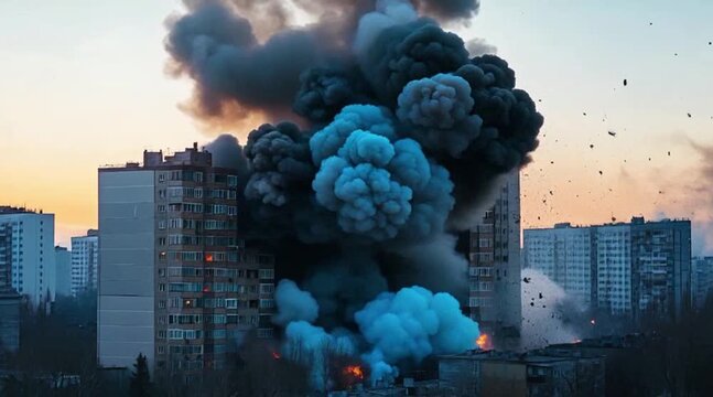 Massive Explosion Erupts in Apartment Complex Amid Urban Chaos