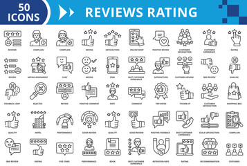 Fototapeta premium Reviews rating icon set collection vector illustration