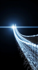 A bridge of light or energy extending over a dark abyss, connecting two distant points. The light is vibrant and pulsating, symbolizing connection, overcoming challenges, or the link between ideas