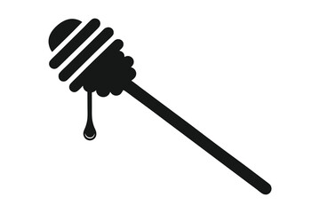 Honey dipper stick silhouette on white background