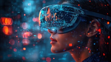 Immersive Digital Metaverse Experience: A Woman Exploring Virtual Reality