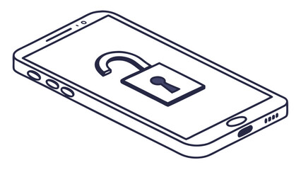 Unlocked Smartphone with Open Padlock Icon Illustration.
