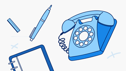 Vintage Telephone Pen and Notebook Stationery Set.