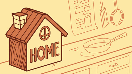 Wooden House Shaped Home Decor with Chimney.