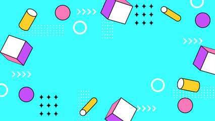 Vibrant geometric shapes on a blue background ideal for graphic design projects, social media posts, and modern advertising campaigns.