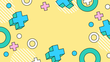 Pastel yellow background with geometric shapes, ideal for graphic design projects, presentations, and digital marketing materials. Perfect for modern designs.