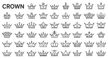 Fototapeta premium Minimalist Crown Vector Icon Set for Design