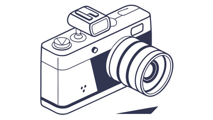 Isometric Line Art Illustration of a Modern Camera.