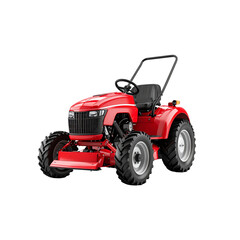 Obraz premium Bright red compact tractor for farm work isolated on transparent background
