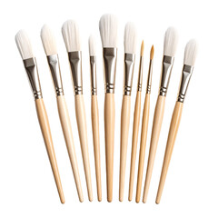 Fototapeta premium Artist paint brushes set professional painting supplies art equipment on transparent background