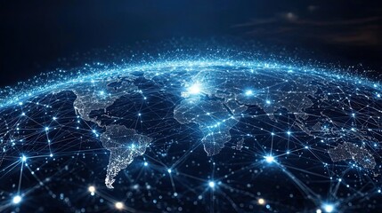Visual representation of interconnected communication channels forming global digital network and collaboration concept
