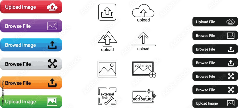 Fototapete upload browse file image button icon design vector graphic elements for web ui ux design interface