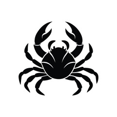 Crab Silhouette Vector – Sea Animal Clipart Isolated on White