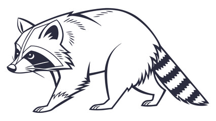 Obraz premium Stylized Black and White Raccoon Walking in Profile.